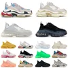 2022 Triple S Designer Casual Shoes Mäns Kvinnor Clear Sole Triple White Neon Green Pink Yellow Blue Rainbow Beige Sports Sneakers Trainers