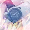 Sky Blue Starry Fecha automática Relojes para hombres Moda de lujo para hombre Correa de acero de cuero Movimiento de cuarzo Tiempo masculino Ocio Espejo de cristal de zafiro reloj de pulsera popular para hombres