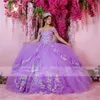 Lichte paarse prinses Quinceanera puffy ball jurk zoet 16 jurk afstuderen prom jurken vestidos de 15 aos