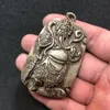 Chains Antique Ancient Old Tibetan Silver Dragon Horse Spirit Tag Pendant Necklace1