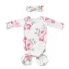 Toddle slaapzakken hoofdband set geknoopte mantel pyjama's set fishtail bloemen bloemen anti kick jurk kleding rompers pasgeboren lange mouw huiskleding slaapkleding