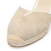 5-9cm Sandalias Mujer Promotion Äkta ankel-wrap Sandaler Sapatos Mulher Wedge Heel Shoes för stängda Toe Wedges Ladies 220422