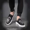 New Trendsetter Animal Wolf Pattern Causal Canvas Flats Zapatos de plataforma para hombres Mocasines Rock Punk Sports Waliking Sneakers