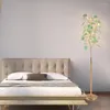 フロアランプヨーロッパLEDランプリビングルームシンプルなベッドルームスタディクリエイティブ垂直セラミッククリスタルゴールドランプフロア