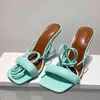 Sandels yeni ayak bileği kayış yeşil kadınlar sandalet yaz moda garip şeffaf yüksek topuklu seksi açık ayak parti ayakkabıları 35 42 220303