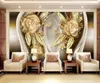 Customized 3D any size wallpaper mural European and American style jewelry flower diamond soft pack background wall stickers