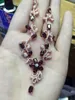 Kedjor naturliga röda granat stenhalsband ädelsten hänge flickor damer mode fjärilsblommor bröllop fina smyckenchains