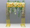 Shiny Gold Metal Frame Wedding Decoration Fabric Rack Backdroppar Dörr Square Geometry Flower Row Arch Screen Bakgrund Hem Skärm4260986