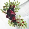 Party-Dekoration, 2 Stück, weinrote Rose, künstliche Blume, Hochzeit im Freien, Hintergrund, Bogen, dekorative Ecke, Zuhause, gefälschte Wandbehang, Dekoration