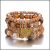 Braccialetti con ciondoli Gioielli Moda Bracciale con perline bohemien per donne Ragazze Mtilayer Stretch Set Cuore Dhq7L