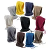 Sparsil unisexe tricot écharpe capuche chapeau hiver femmes cachemire Beanie Bonnet dame laine cou visage protéger cagoule Skullies hommes à capuche 220812