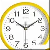 Wall Clocks Home Decor Garden New30Cm Clock Living Room Simple Decoration Accessories Round Yellow Red Rrd12368 Sea Way Drop Delivery 2021