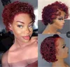 Parrucche Copricapo sintetico da donna capelli corti e ricci parrucca da danza popolare rosso vino 220816
