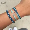 Bedelarmbanden geschenken blauw koord geweven gevlochten armbandbangles voor vrouwen Boheemse vriendschap verstelbare armband bt200035Charm Inte22