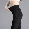 Vintage Skinny Elastic High Waist Jeans Women 100Kg Plus Size Slim Stretch Denim Pants Bleached Blue Black Pencil Vaqueros mujer L220726