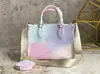 Zomer 2022 Onthego PM SPRING IN THE CITY Tote Bag M59856 Sunrise Pastel Monogrammen Tie Dye Handvat Tassen Luxe Handtas Dames Design285y