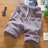 Männer Feste Flachs Shorts Chinesischen Stil Leinen Farbe Kurze hosen Männlichen Sommer Atmungs Plus Größe 5XL 220715