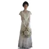 Retro yüksek boyunlu ortaçağ gelinlik uzun kollu vintage Victoria gelin resepsiyonları dantel tül prenses bir çizgi gelin elbise
