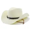 Cowboy Beach Hat Straw Zomerhoeden voor meisjes Turquoise Solid Band Sun Bescherming Panama Casual Men Women Hat Chapeau Femme