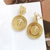 European and American trend new geometric exaggerated golden embossed lion head Dangle Chandelier retro jewelry personality female5892675