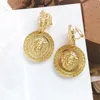 European and American trend new geometric exaggerated golden embossed lion head Dangle Chandelier retro jewelry personality female4480027