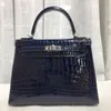 25cmshoulder saco de bolsa mini bolsa de luxo bolsa de luxo shinny crocodilo couro totalmente artesanal de qualidade marinha preta azul vermelho entrega rápida entrega