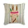 Almofada/travesseiro decorativo Tribo Woodland Animal urso estampar linho de linho Caixa decorativa para sofá de cadeira Decoração de casa Almofadas 45x45