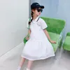 Vestidos de niña Vestido de verano para niñas Manga corta White 2022 Adolescentes Princesa Princesa Fashion Collar Down Childrengirl's