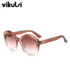 Sunglasses Fashion Brand Women Designer Vintage Round T Sun Glasses Female Eyewear Gradient Frame Shades Men Oculos