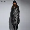 Xitao Streetwear Fashion Women Winter Turndown Collar Full Sleeve Vest Female Patchwork PckerレターベストZLL2158 201031