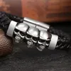 Pulseiras de pulseira para homens pulveiras de pulveira de couro fantasma tecido feito de couro multicamada