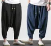 Pantaloni da uomo M 6XL 7XL Pantaloni da uomo in cotone e lino taglie forti moda Autunno lungo croce Estate hip hop Danza nero gary bianco 220826