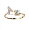 Ringos de banda jóias mulheres anel de strass ajustável a - z Nome do zirconia Crystal para meninas Q182FZ Drop Deli DHH0R