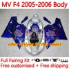 Bodys kit For MV Agusta F4 R312 750S 750 1000 R CC S 1000CC 05-06 Bodywork 154No.9 312 1078 S 1+1 312R 750R 1000R Cowling 2005 2006 MA MV F4 05 06 OEM Fairings black white