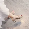 TopSelling New summer chunky heel fairy style with skirt two wear temperament small fresh high-heeled sandals Classic luxury wedding shoes