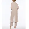 Mor till bruden klänningar plus storlek klänning blazer champagne chiffon pantsuit 3 stycken bröllop fest gäst klänning kostym vestidos cl0457