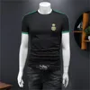 Embroidered short-sleeved T-shirt 2023 summer tops mercerized cotton fashion trend all-match business casual men's bottoming 238Q