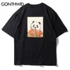 Gonthwid espaço panda impressão camisetas moda verão hip hop casual streetwear tshirts homens harajuku manga curta topos masculino swag 2501