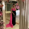 Nowoczesne gorące różowe i czarne satynowe sukienki imprezowe bez ramiączki Długość podłogi prosta arabskie kobiety formalne suknie wieczorowe 328 328