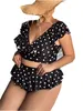 Plus size polka dot ruches bikini dames zwempak sexy plus size zwemmedewerker xl-xxxxll