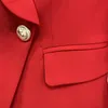 Blazer di alta qualità di nuovo stile premium Giacca slim doppiopetto da donna dal design originale Giacca con fibbie in metallo Capispalla retrò con collo a scialle Rosso tabella delle taglie