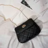 Modna miękka skórzana torba Mała Mała łańcuch na pojedynczy ramię Rhombus torebki typu lock eleganckie Messenger 220705