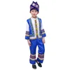 Traje de Palco Crianças Chinês Antigo Hmong Miao Traje Meninos Estampados Folclórico Vestido Hanfu Conjunto de Roupas Festival Tradicional Performance WearStage