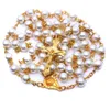 Chapelet de Perles d'Or Collier de Perles Bijoux Croix Fournitures Религиозные католики