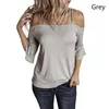 Sexy Off T -shirt Kobiety T - koszulka TEE Casual Flare Slash Slive Szyjka luźna koszula moda odzież cienkie białe topy 220511