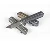 Mini pequena faca dobrável de flipper D2 Blade de aço CNC TC4 Titanium liga de liga de alça de colar Chain Key Knives Tin Box Packing