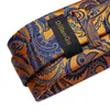 Men Tie Blue Gold Paisley Quality Wedding For Ring Hanky Cufflink Silk Set Dibangu Designer Business Jz03-7392