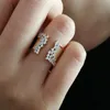 Cluster Ringe Uilz Mode Offen Einstellbar Für Frauen Punk Einfache Design Gold Farbe Kristall Zirkon Finger Ring Party Schmuck Geschenk