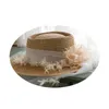Headpieces Wedding Hat Camel Colors White Yarn Retro Straw Elegant Woman Hats For Flat Top Beach Po Sun Bridal Accessories 2022