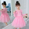 Vestidos de niña primavera otoño princesa para niñas manga larga lentejuelas boda fiesta niños disfraz lindo vestido 4 6 8 10 11 12 13 años